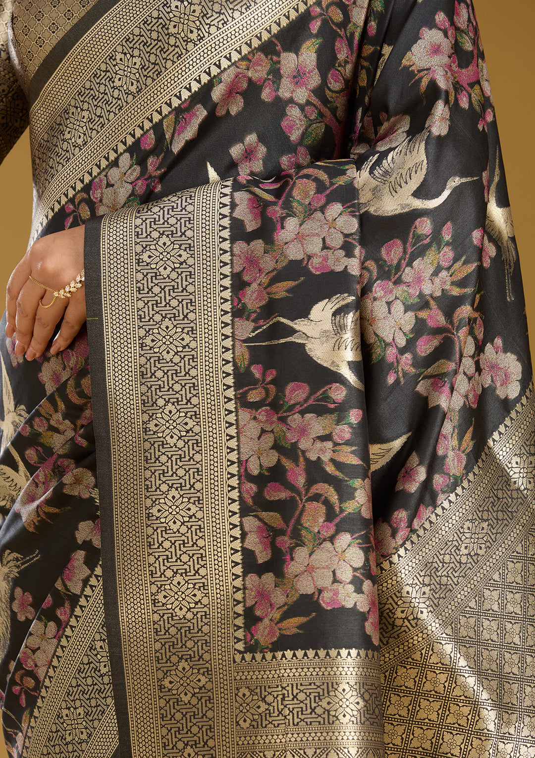 Black Zariwork (Silver) Art Silk Silk Saree