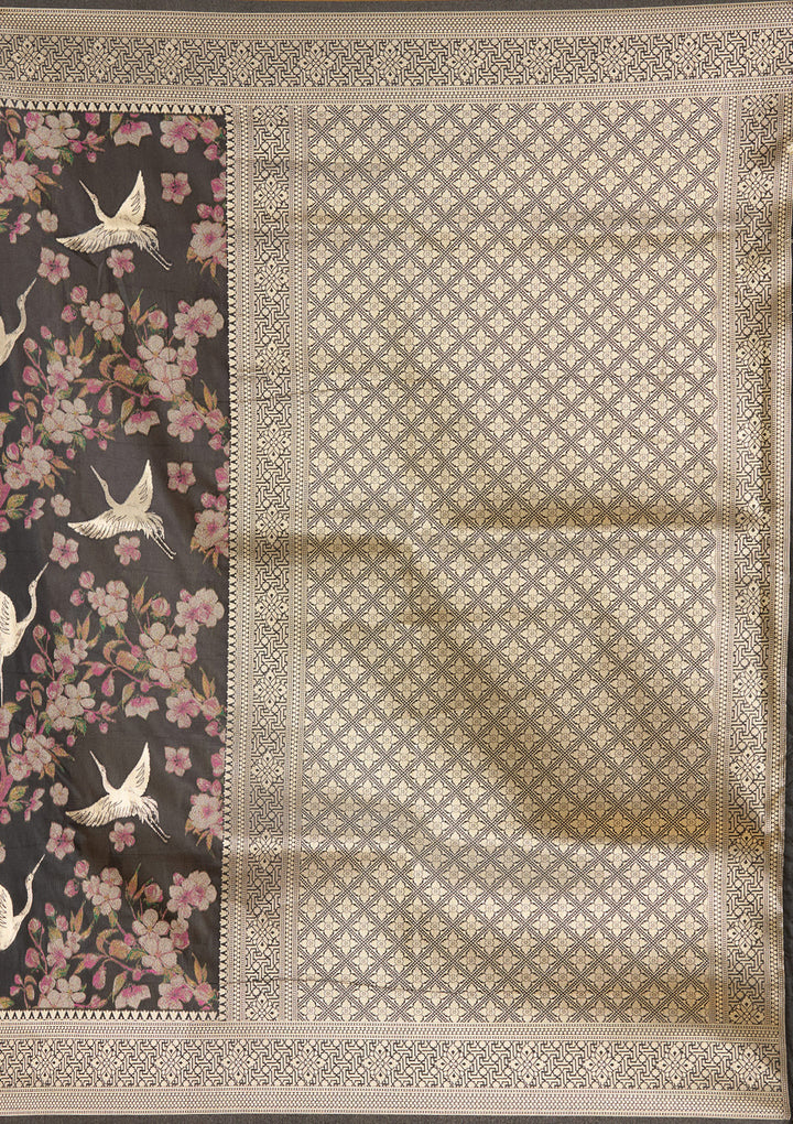 Black Zariwork (Silver) Art Silk Silk Saree