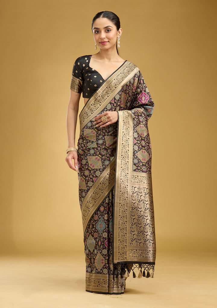 Black Zariwork (Silver) Art Silk Saree
