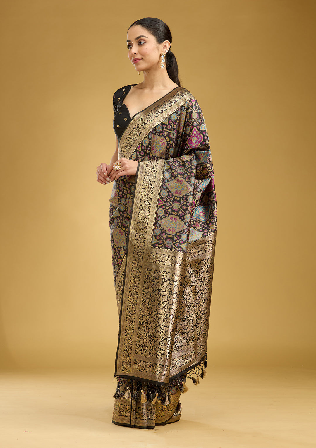 Black Zariwork (Silver) Art Silk Saree