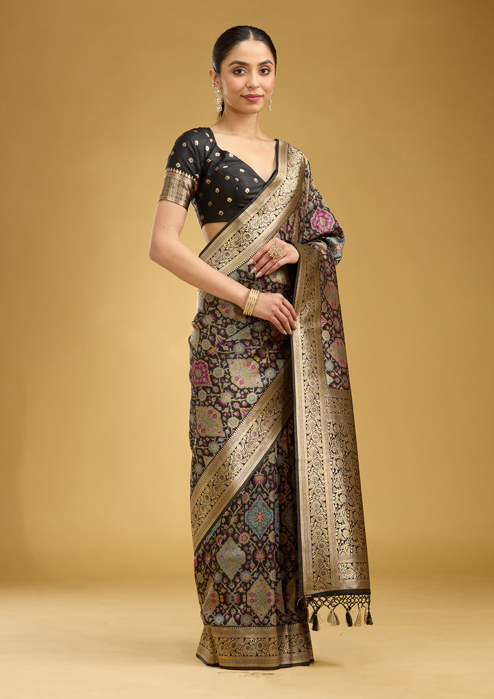 Black Zariwork (Silver) Art Silk Saree