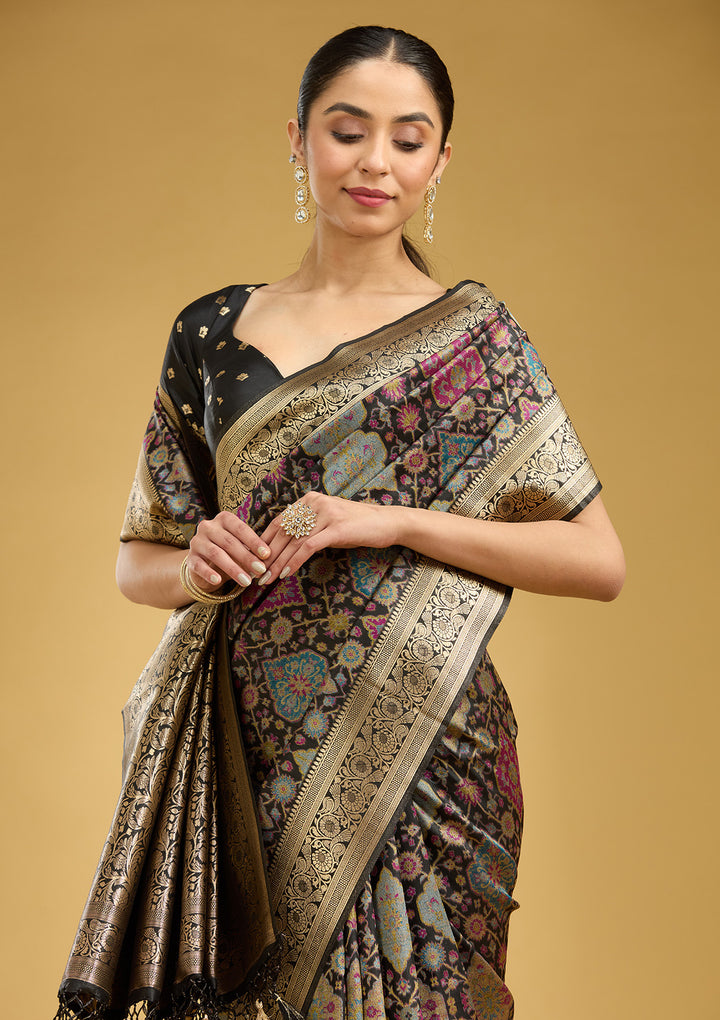 Black Zariwork (Silver) Art Silk Saree