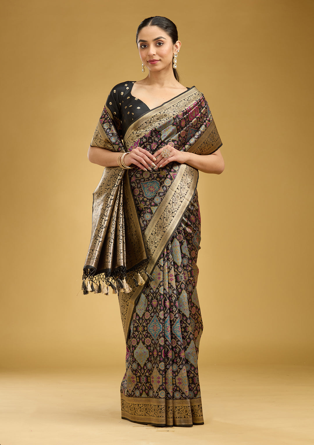 Black Zariwork (Silver) Art Silk Saree