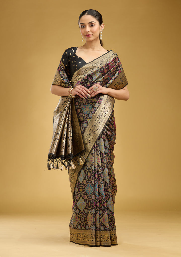 Black Zariwork (Silver) Art Silk Saree