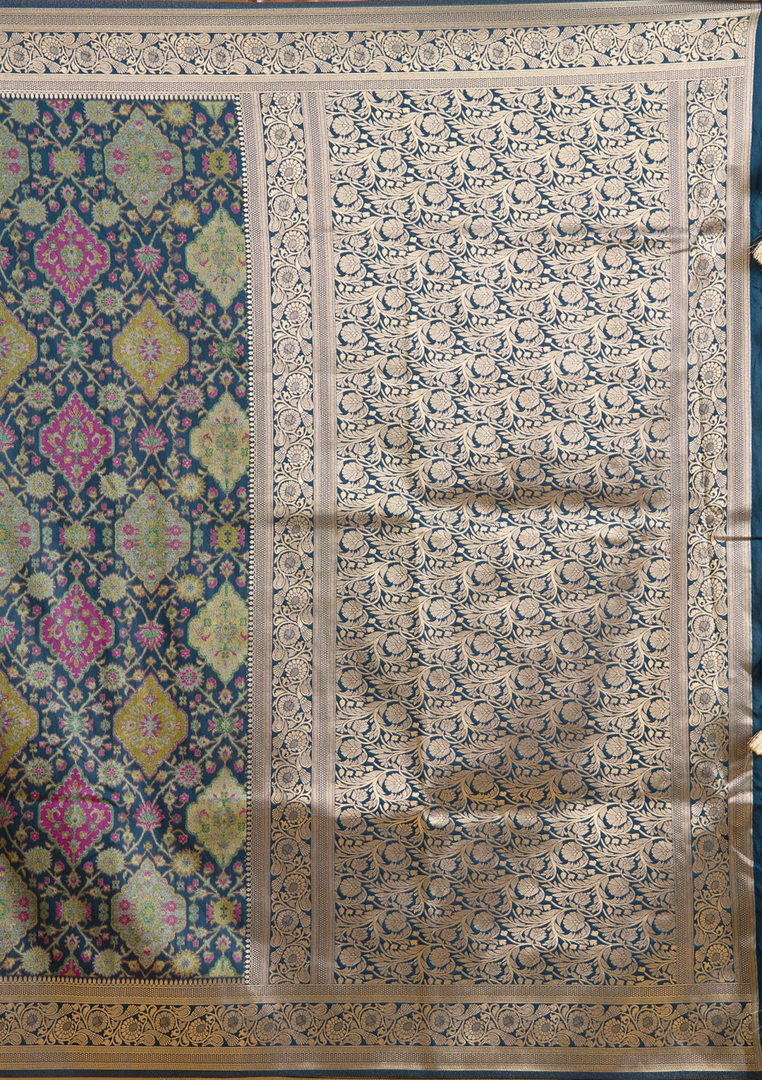 Peacock Blue Zariwork (Silver) Art Silk Saree