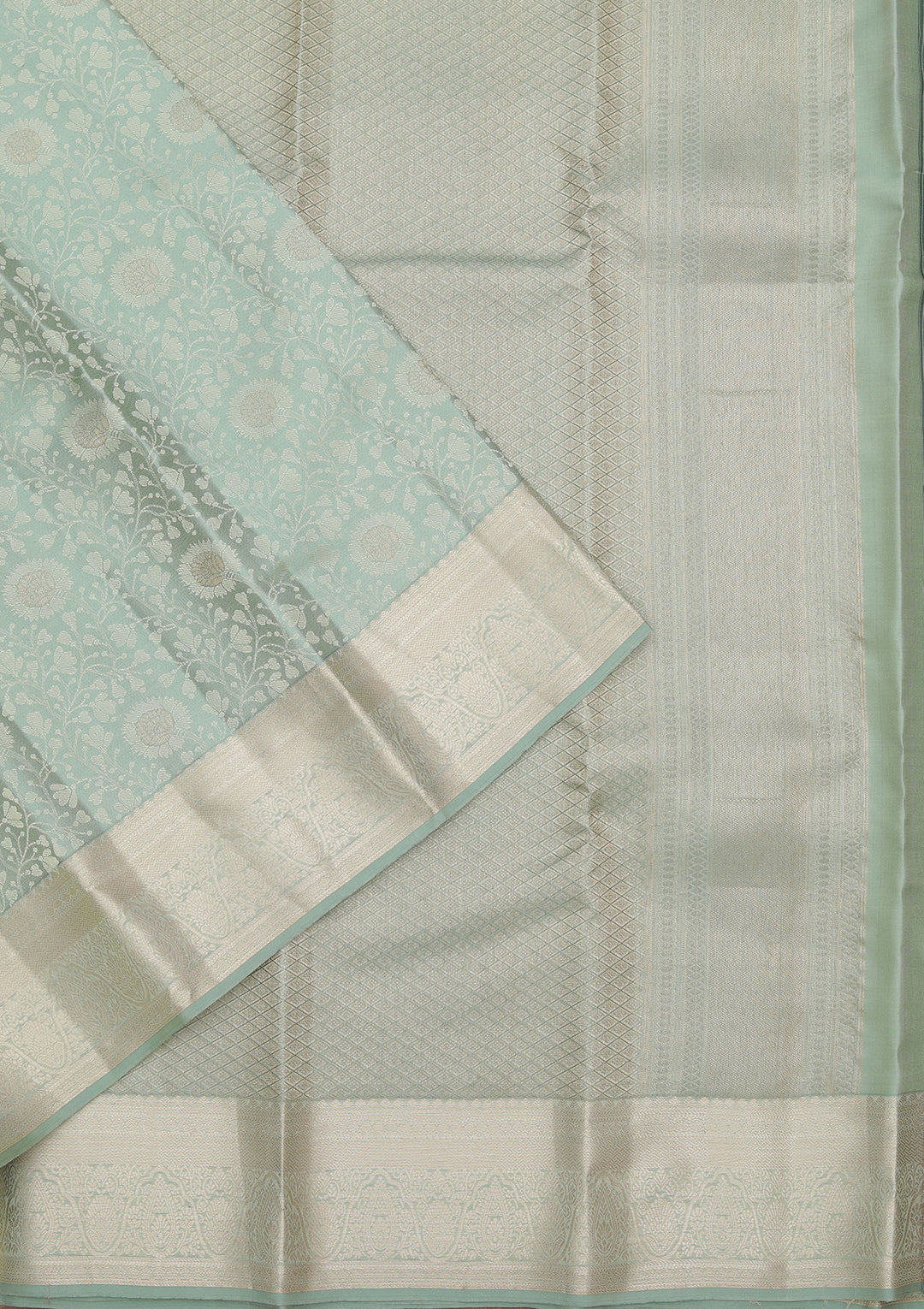 Pista Green Zariwork Pure Silk Saree