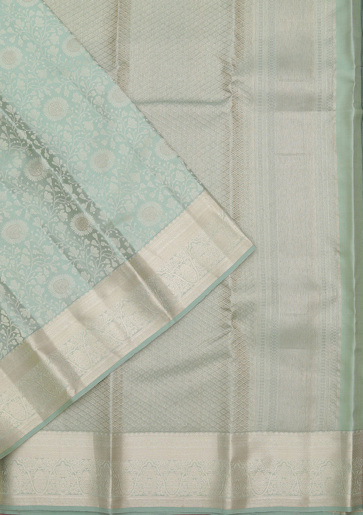 Pista Green Zariwork Pure Silk Saree