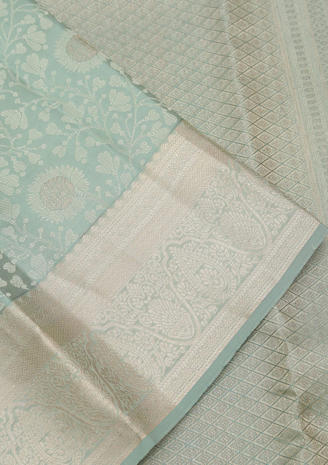 Pista Green Zariwork Pure Silk Saree