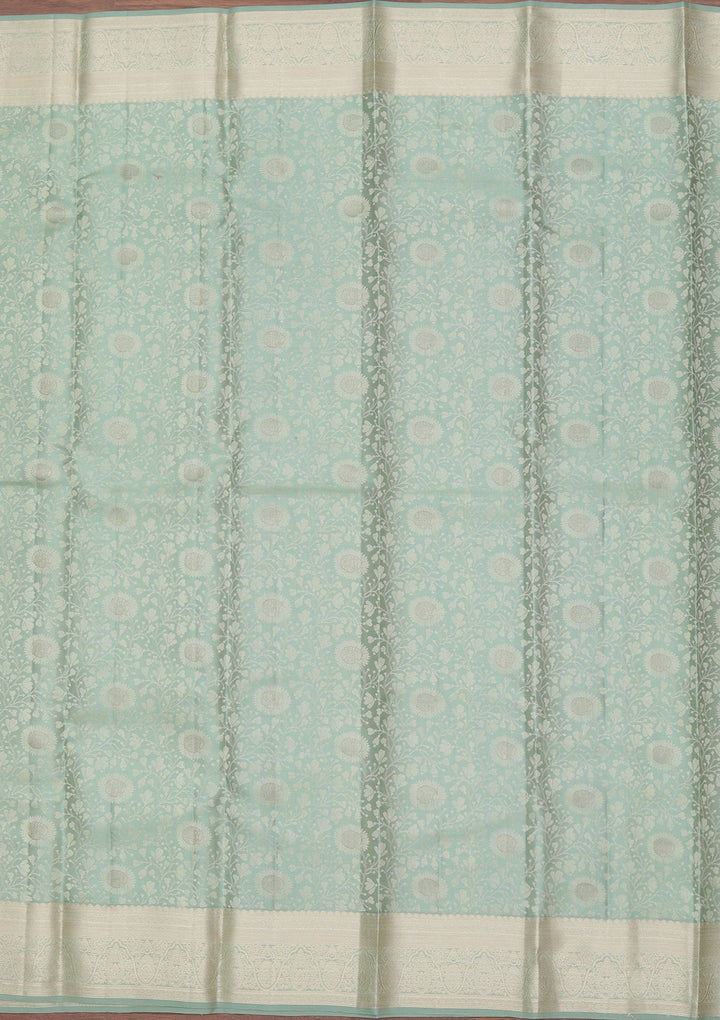 Pista Green Zariwork Pure Silk Saree