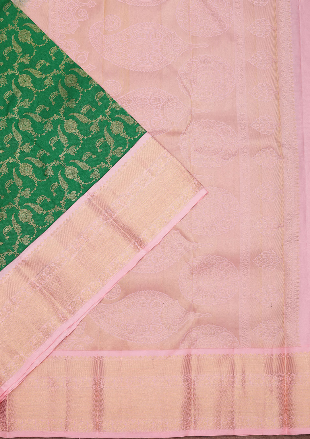 Bottle Green Zariwork Pure Silk Saree