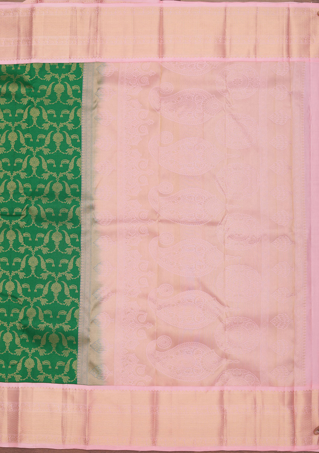 Bottle Green Zariwork Pure Silk Saree
