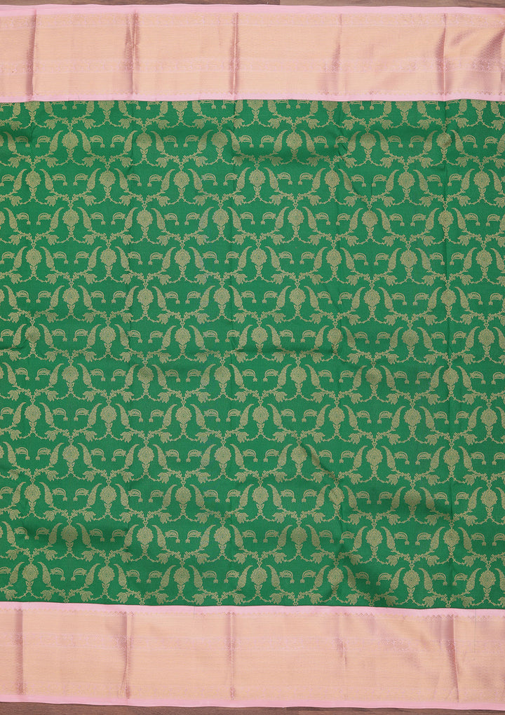 Bottle Green Zariwork Pure Silk Saree