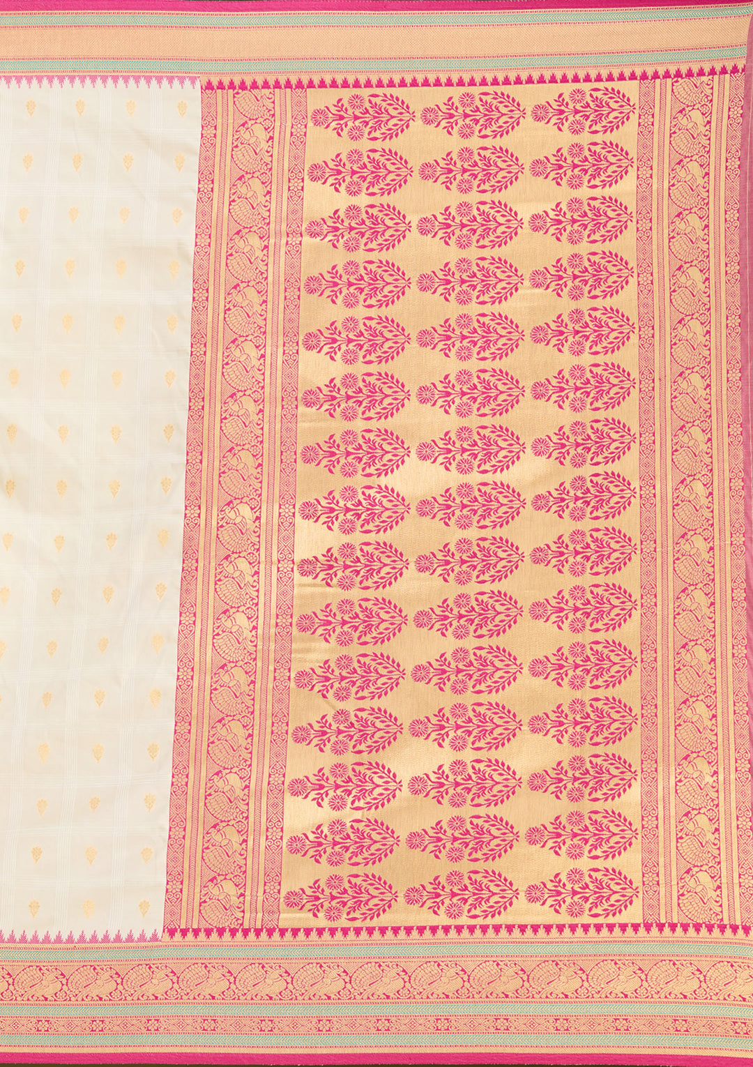 Off White Zariwork (Gold) Silk Saree
