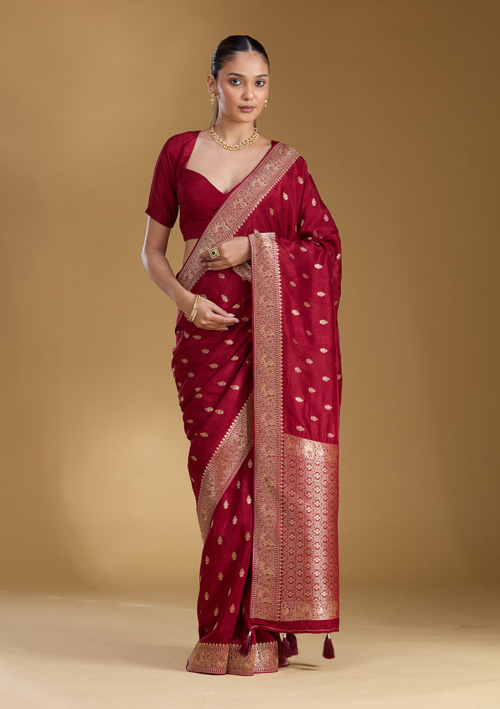 Maroon Zariwork (Gold) Silk Silk_Saree