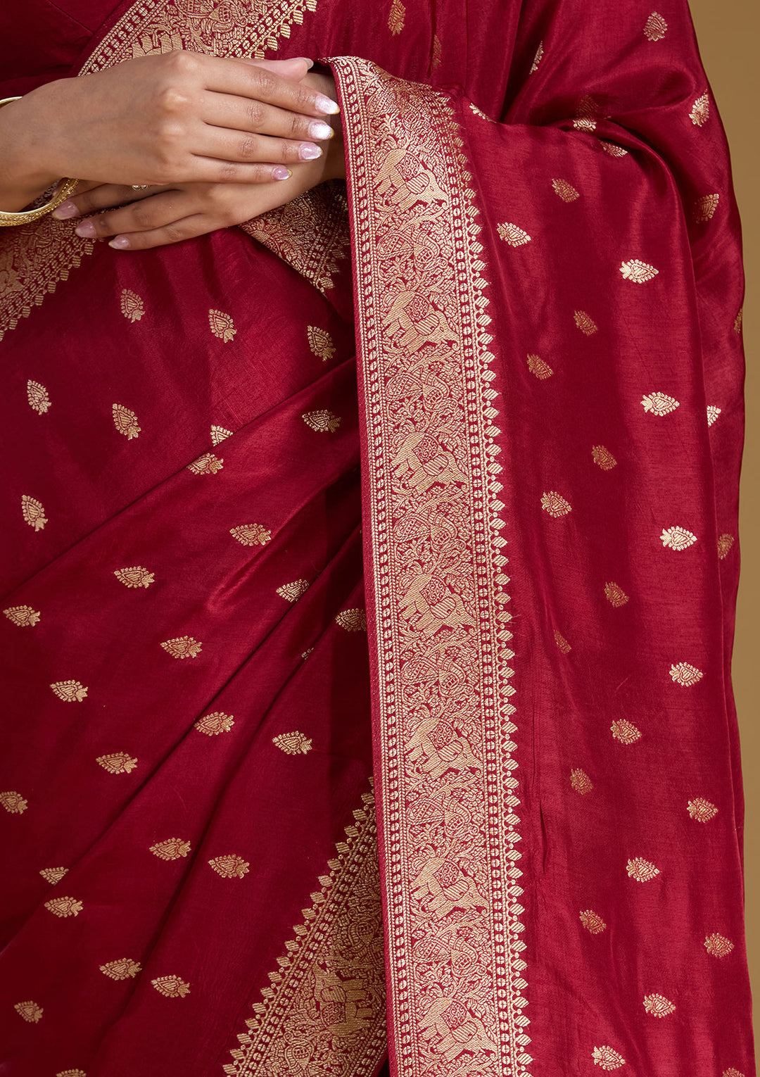 Maroon Zariwork (Gold) Silk Silk_Saree