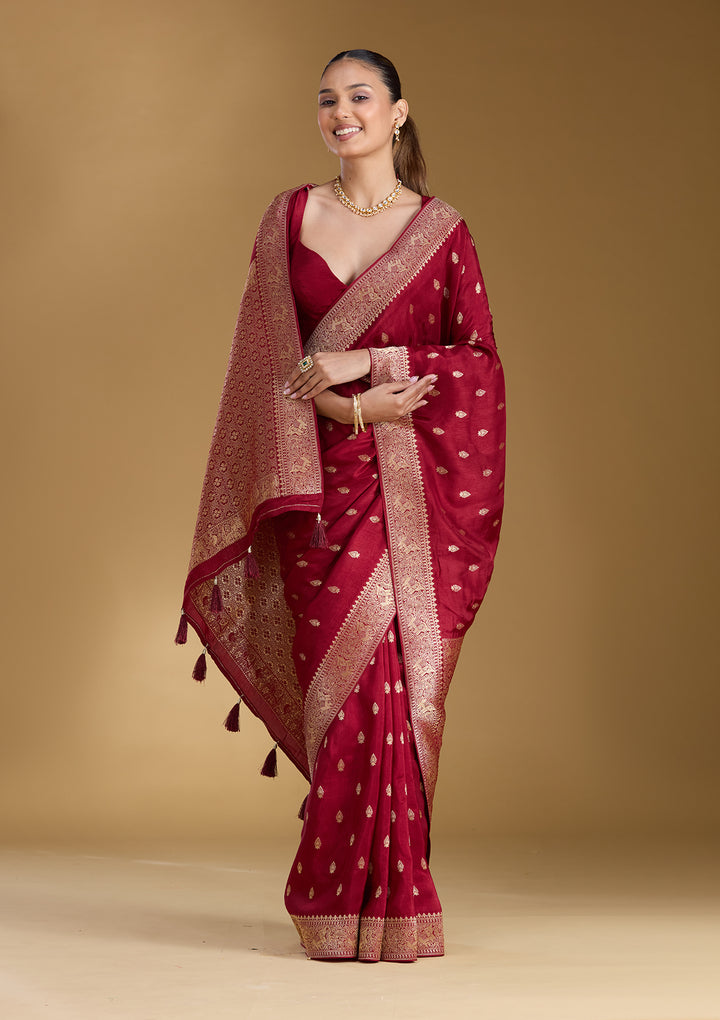 Maroon Zariwork (Gold) Silk Silk_Saree