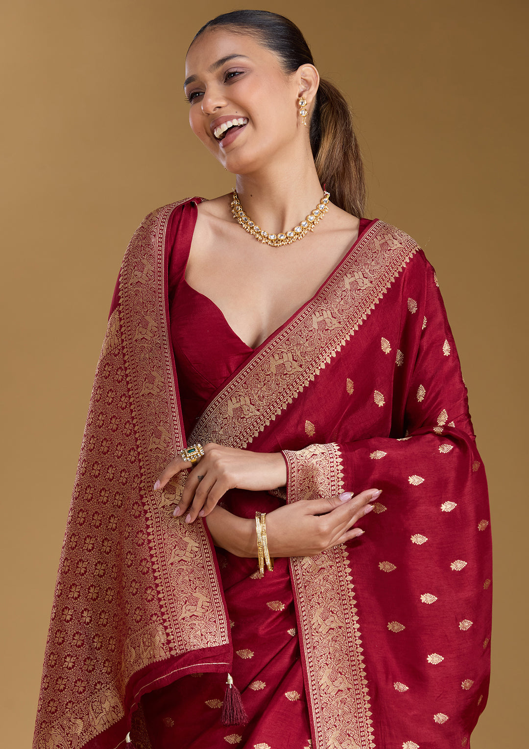 Maroon Zariwork (Gold) Silk Silk_Saree