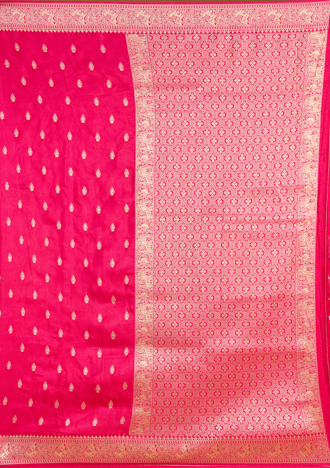 Rani Pink Zariwork (Gold) Silk Silk Saree