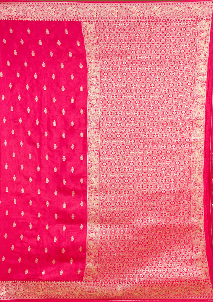 Rani Pink Zariwork (Gold) Silk Silk Saree