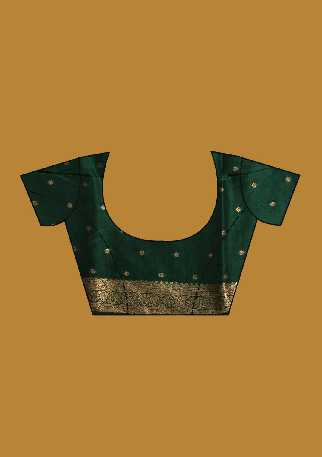 Bottle Green Zariwork (Gold) Silk Saree