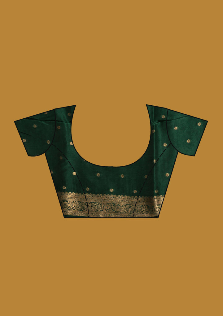 Bottle Green Zariwork (Gold) Silk Saree