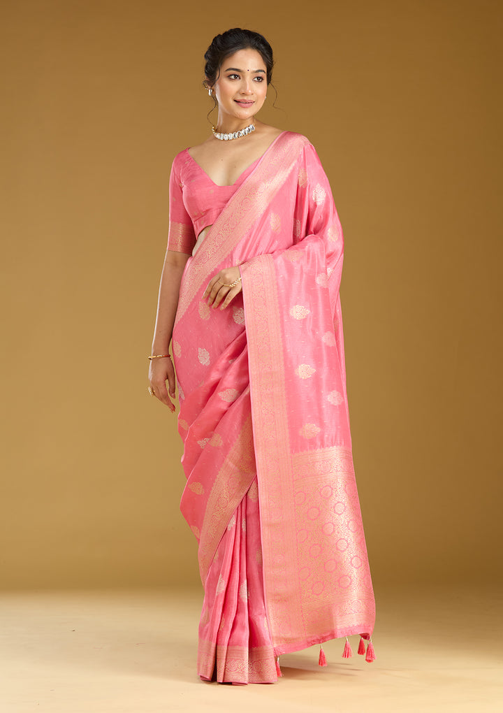 Pink Zariwork (Gold) Silk Silk_Saree