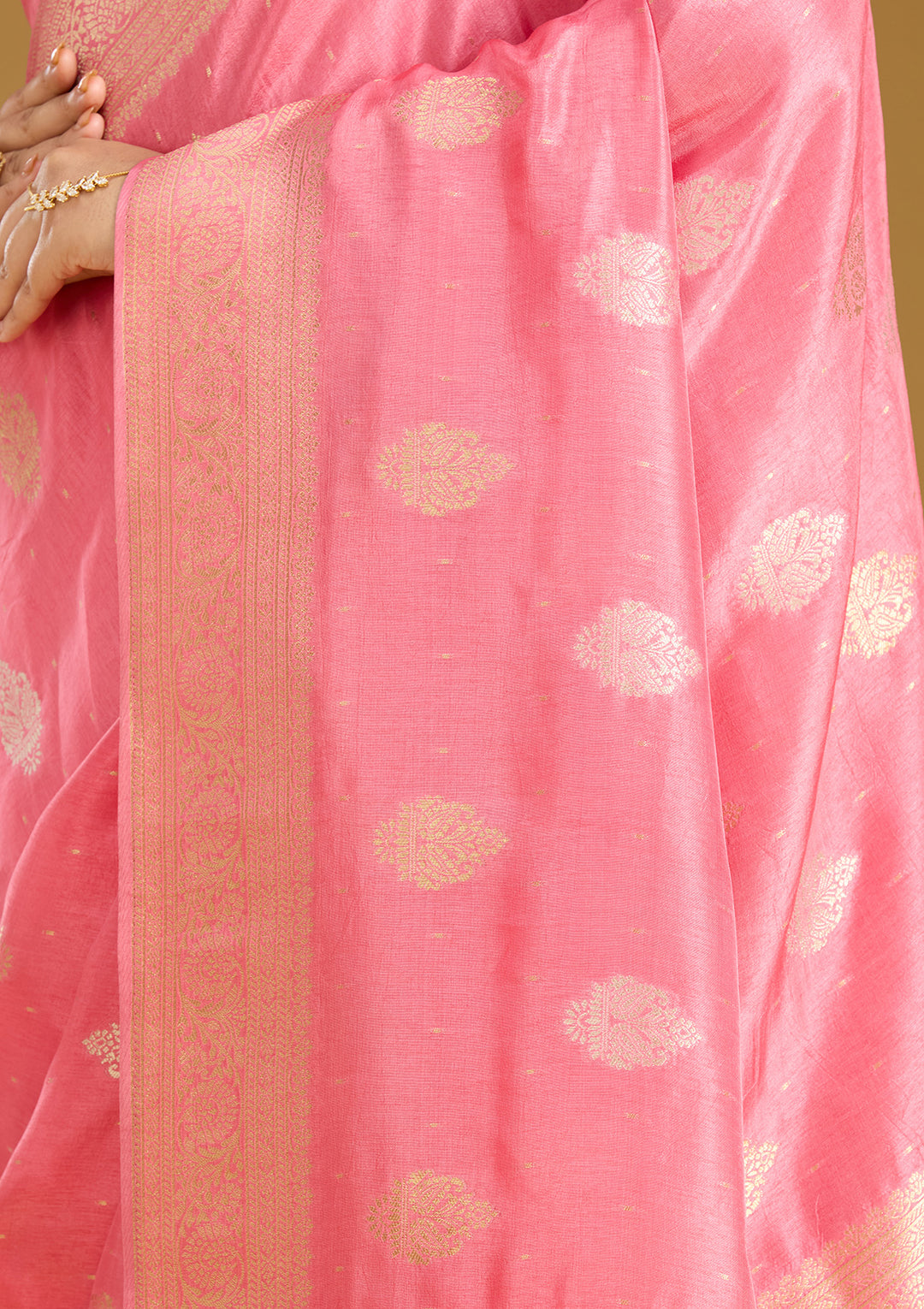 Pink Zariwork (Gold) Silk Silk_Saree