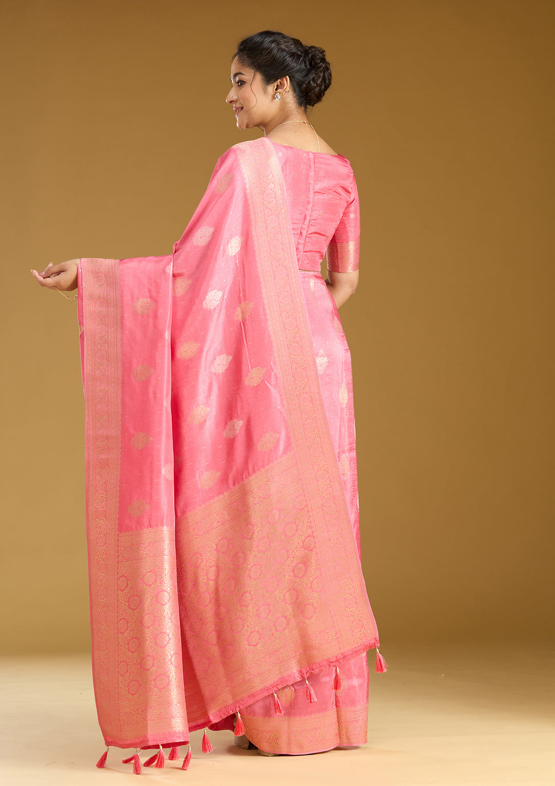 Pink Zariwork (Gold) Silk Silk_Saree