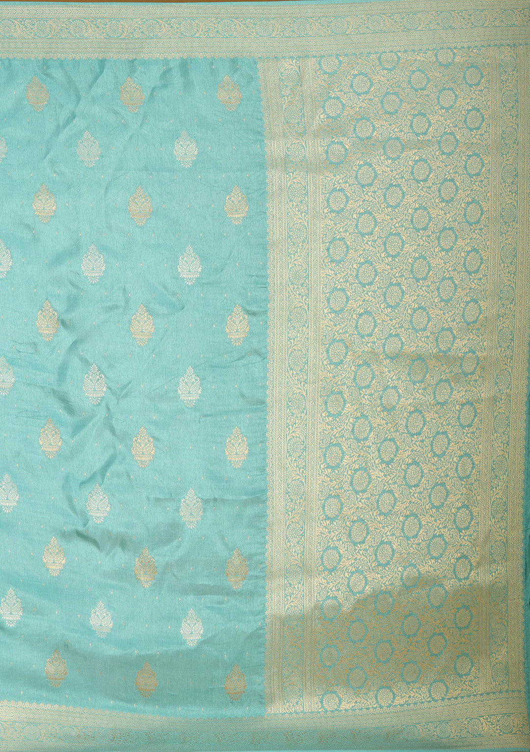 Sky Blue Zariwork (Gold) Silk Silk_Saree