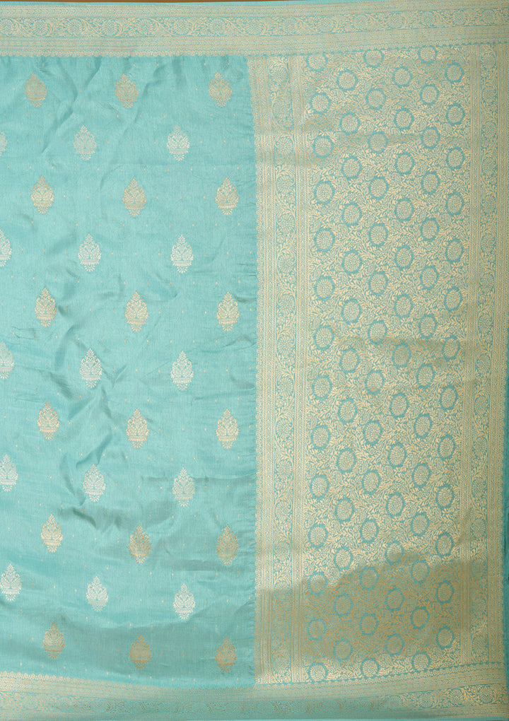 Sky Blue Zariwork (Gold) Silk Silk_Saree