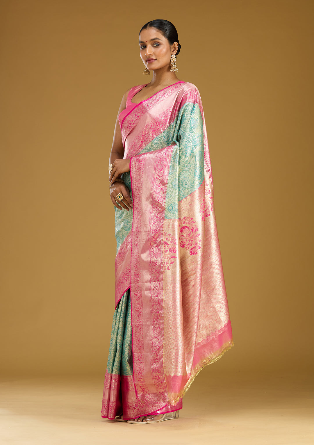 Mehendi Zariwork (Gold) Silk Silk Saree