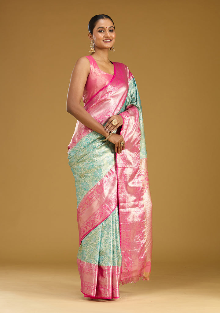 Mehendi Zariwork (Gold) Silk Silk Saree