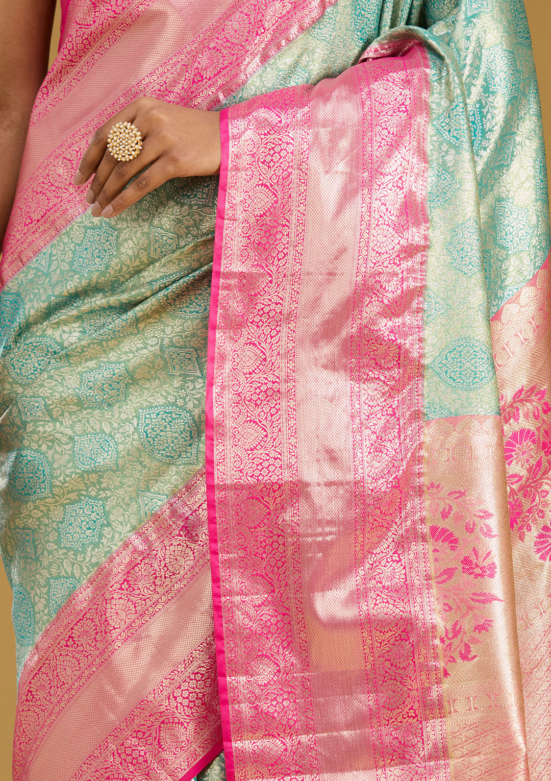 Mehendi Zariwork (Gold) Silk Silk Saree