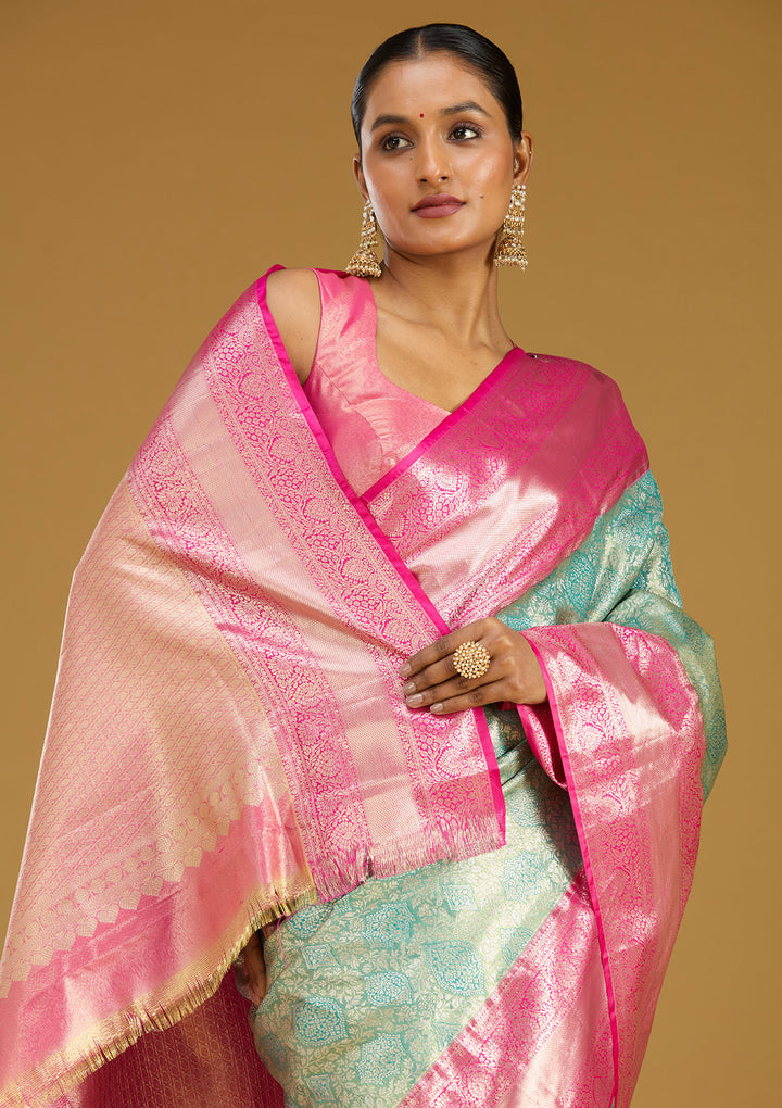 Mehendi Zariwork (Gold) Silk Silk Saree