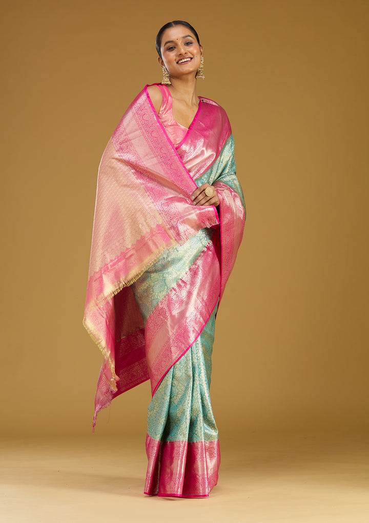 Mehendi Zariwork (Gold) Silk Silk Saree