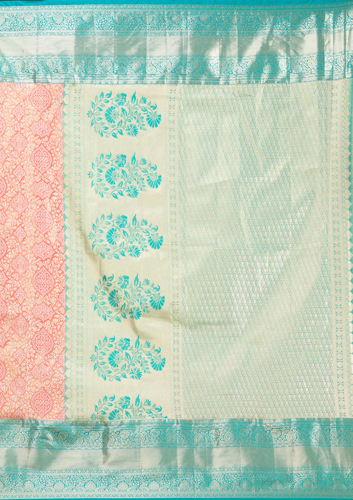 Orange Zariwork (Gold) Silk Saree