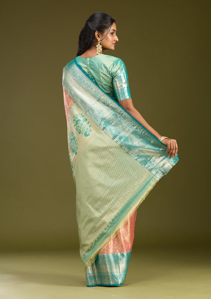 Orange Zariwork (Gold) Silk Saree