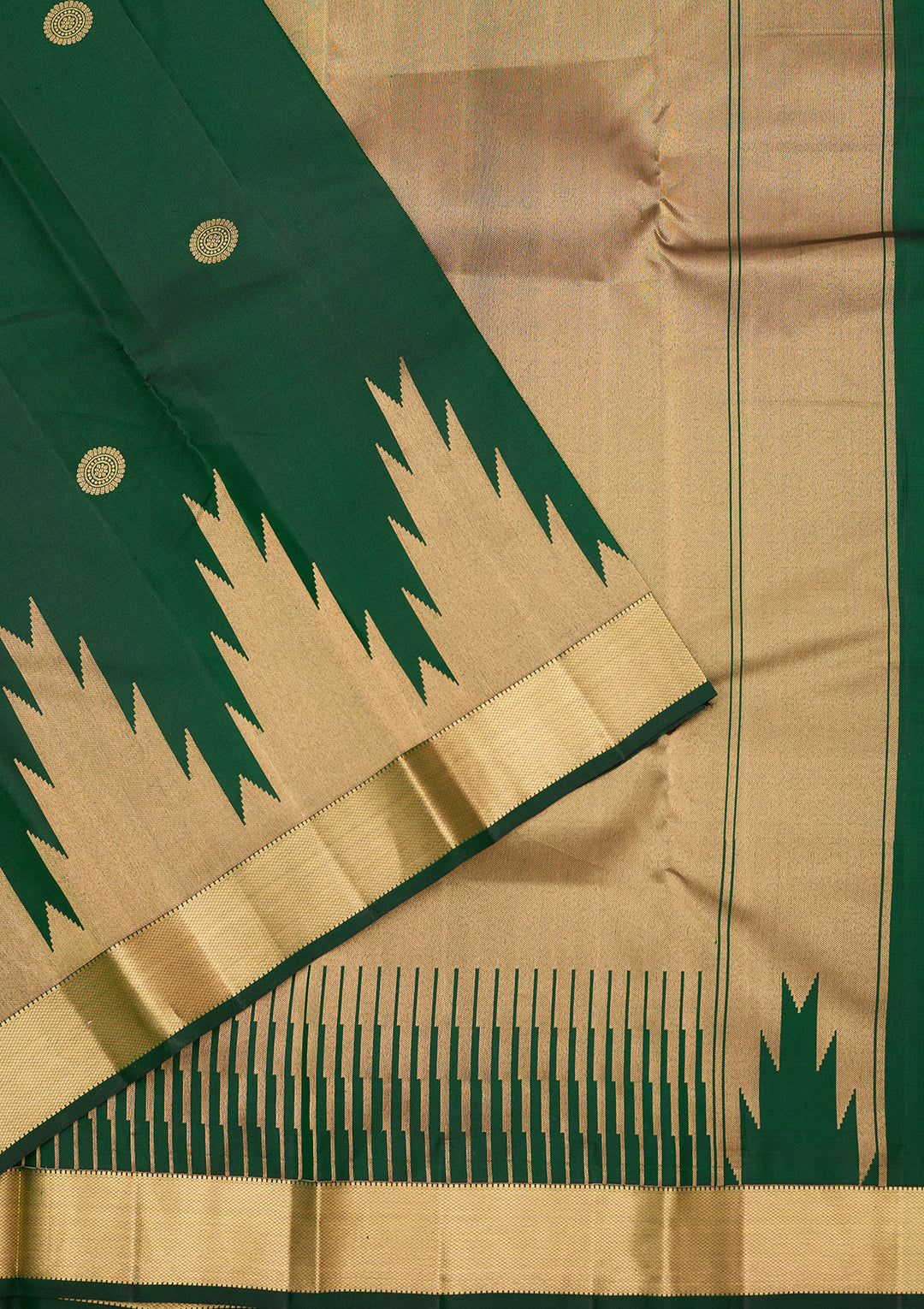 Bottle Green Zariwork (Gold) Silk Silk_Saree
