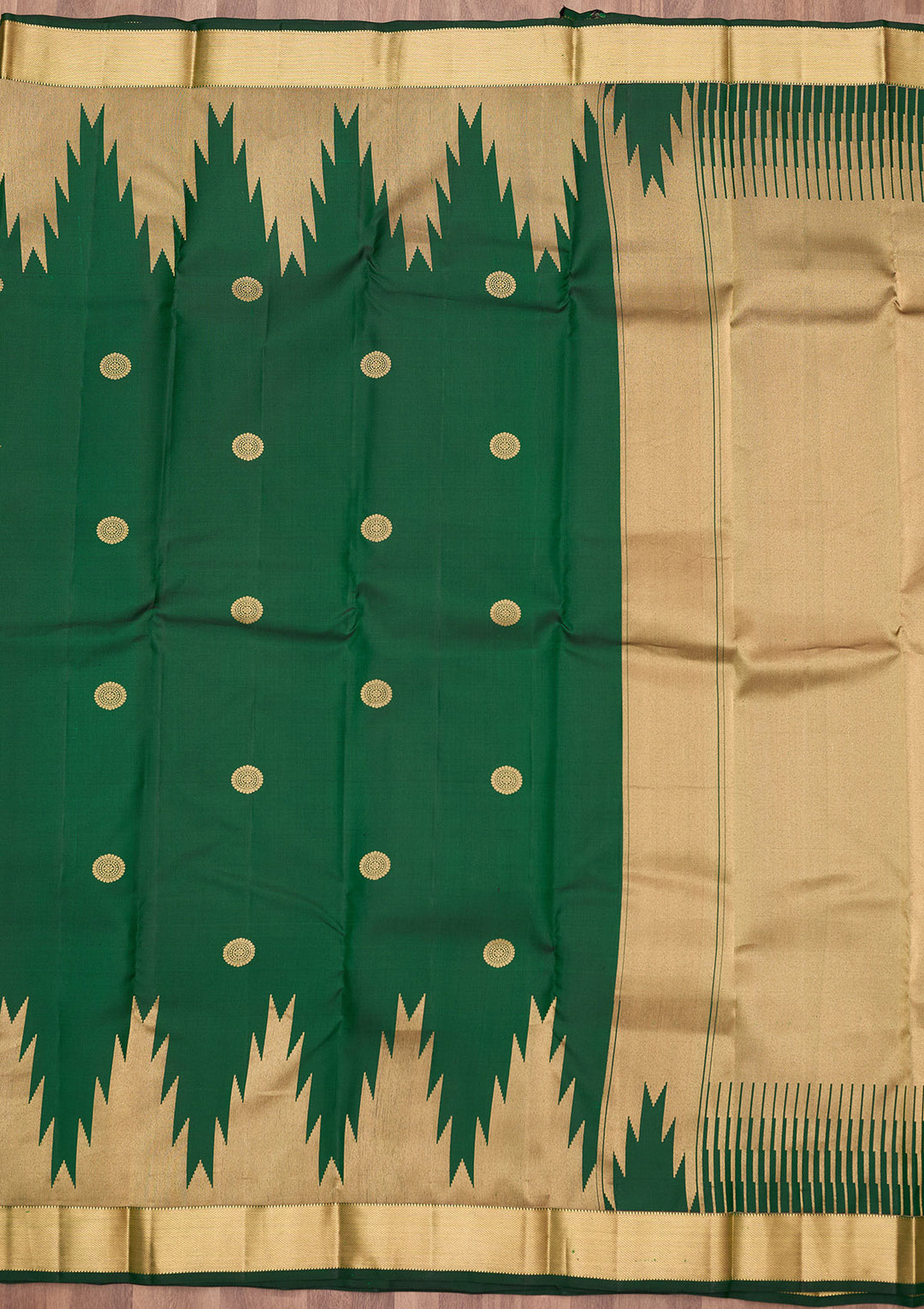 Bottle Green Zariwork (Gold) Silk Silk_Saree