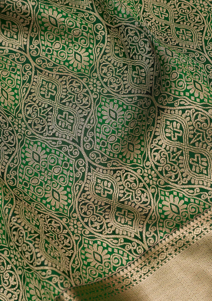 Bottle Green Zariwork (Silver) Pure Silk Silk_Saree