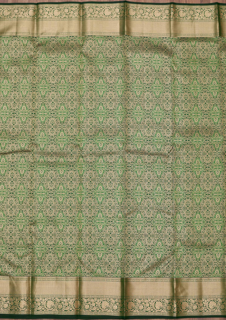 Bottle Green Zariwork (Silver) Pure Silk Silk_Saree