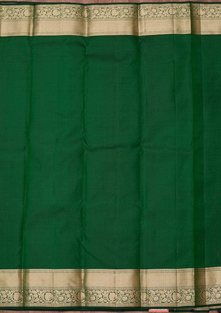 Bottle Green Zariwork (Silver) Pure Silk Silk_Saree