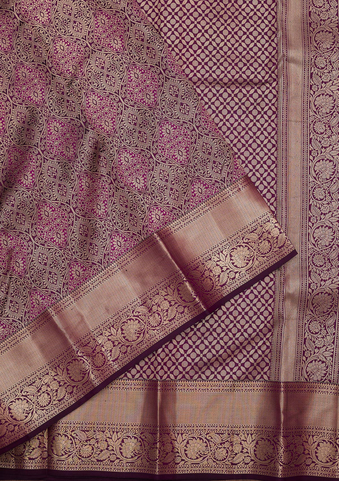 Violet Zariwork (Silver) Pure Silk Saree