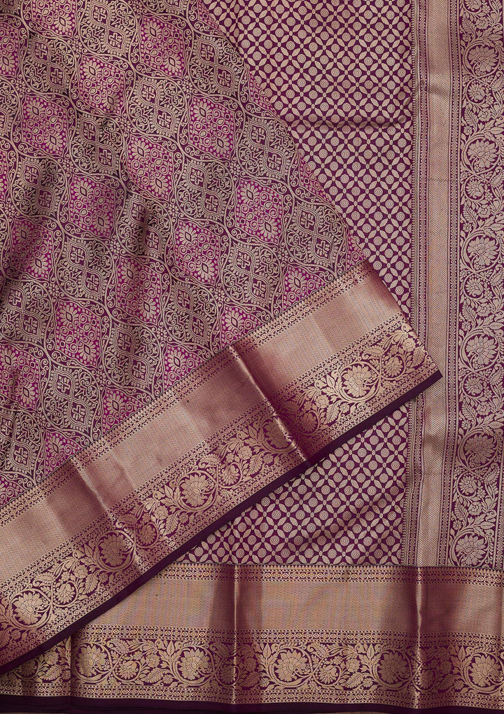 Violet Zariwork (Silver) Pure Silk Saree