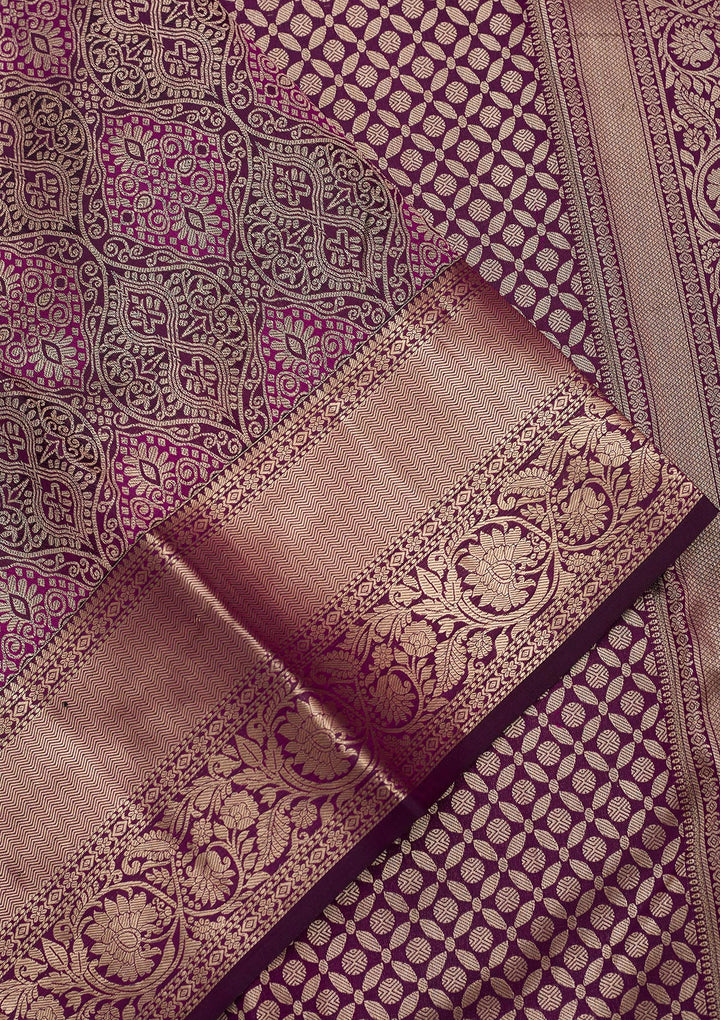 Violet Zariwork (Silver) Pure Silk Saree