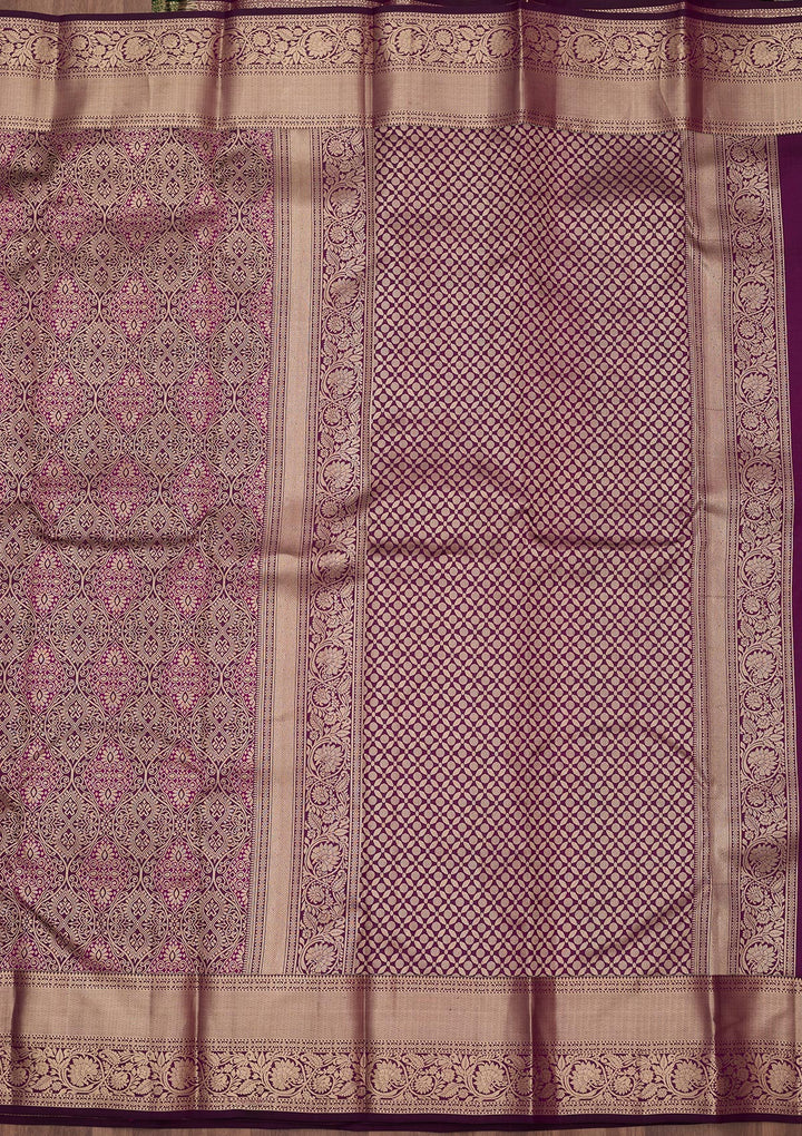 Violet Zariwork (Silver) Pure Silk Saree