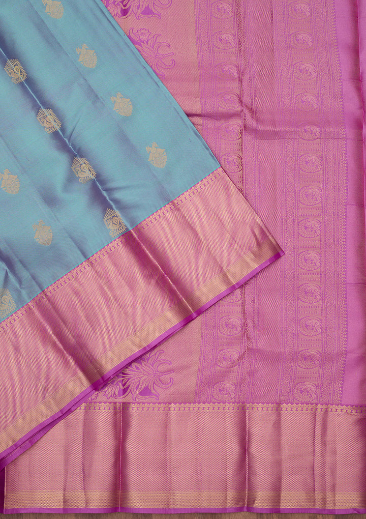 Sky Blue Zariwork (Gold) Silk Saree
