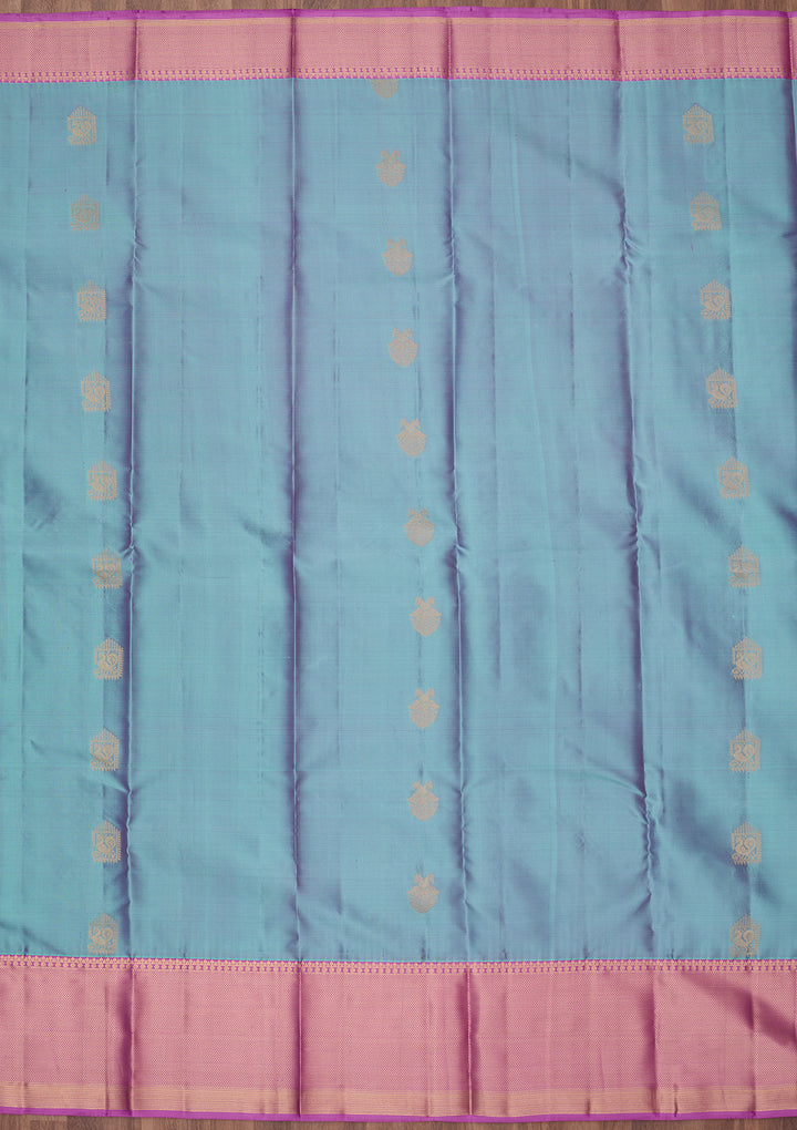 Sky Blue Zariwork (Gold) Silk Saree