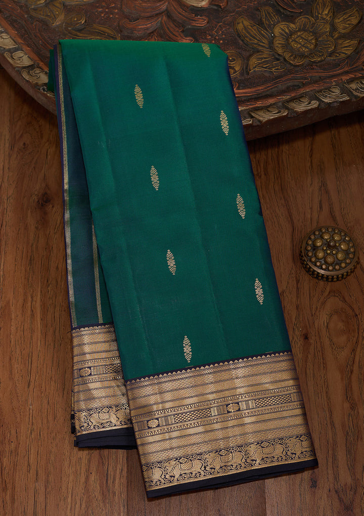 Peacock Green Zariwork (Gold) Silk Silk_Saree