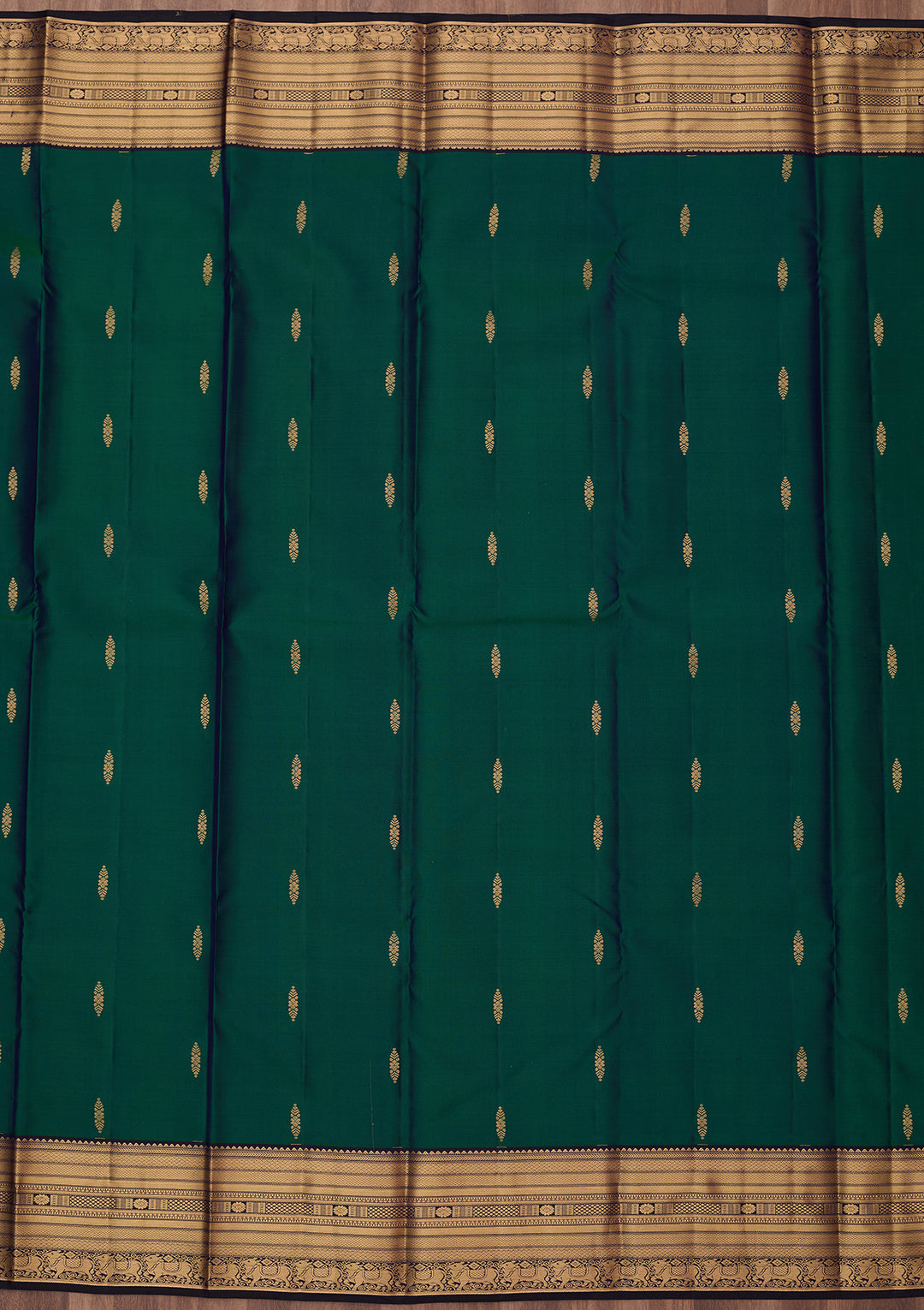 Peacock Green Zariwork (Gold) Silk Silk_Saree